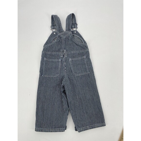 Vintage Y2K Boys Thomas The Train Pinstripe Overalls Denim Jeans Embroidered 18M - Picture 6 of 12